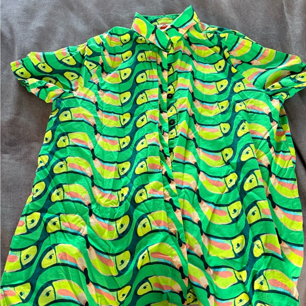Farm Rio Green and Pink Patterned Shirt
